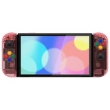 eXtremeRate Crystal Cherry Pink Full Set Shell for Nintendo Switch OLED, Replacement Console Back Plate & Kickstand, NS Joycon Handheld Controller Housing & Buttons for Nintendo Switch OLED - AQUSOP012