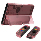 eXtremeRate Crystal Cherry Pink Full Set Shell for Nintendo Switch OLED, Replacement Console Back Plate & Kickstand, NS Joycon Handheld Controller Housing & Buttons for Nintendo Switch OLED - AQUSOP012