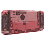 eXtremeRate Crystal Cherry Pink Full Set Shell for Nintendo Switch OLED, Replacement Console Back Plate & Kickstand, NS Joycon Handheld Controller Housing & Buttons for Nintendo Switch OLED - AQUSOP012