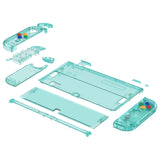 eXtremeRate Crystal Emerald Green Full Set Shell for Nintendo Switch OLED, Replacement Console Back Plate & Kickstand, NS Joycon Handheld Controller Housing & Buttons for Nintendo Switch OLED - AQUSOP013