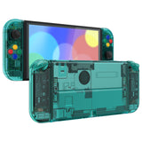 eXtremeRate Crystal Emerald Green Full Set Shell for Nintendo Switch OLED, Replacement Console Back Plate & Kickstand, NS Joycon Handheld Controller Housing & Buttons for Nintendo Switch OLED - AQUSOP013