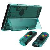 eXtremeRate Crystal Emerald Green Full Set Shell for Nintendo Switch OLED, Replacement Console Back Plate & Kickstand, NS Joycon Handheld Controller Housing & Buttons for Nintendo Switch OLED - AQUSOP013