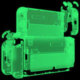eXtremeRate Glow in Dark - Green Custom Full Set Shell for Nintendo Switch OLED, DIY Replacement Console Back Plate & Kickstand, NS Joycon Handheld Controller Housing with Colorful Buttons for Nintendo Switch OLED - QNSOM5010
