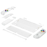 eXtremeRate Glow in Dark - Green Custom Full Set Shell for Nintendo Switch OLED, DIY Replacement Console Back Plate & Kickstand, NS Joycon Handheld Controller Housing with Colorful Buttons for Nintendo Switch OLED - QNSOM5010