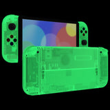 eXtremeRate Glow in Dark - Green Custom Full Set Shell for Nintendo Switch OLED, DIY Replacement Console Back Plate & Kickstand, NS Joycon Handheld Controller Housing with Colorful Buttons for Nintendo Switch OLED - QNSOM5010