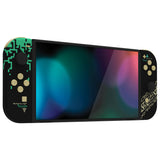 eXtremeRate Glow in Dark - Totem of Kingdom Black Full Set Shell for Nintendo Switch OLED, Replacement Console Back Plate & Kickstand, NS Joycon Handheld Controller Housing with Full Set Buttons for Nintendo Switch OLED - QNSOT004
