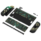 eXtremeRate Glow in Dark - Totem of Kingdom Black Full Set Shell for Nintendo Switch OLED, Replacement Console Back Plate & Kickstand, NS Joycon Handheld Controller Housing with Full Set Buttons for Nintendo Switch OLED - QNSOT004