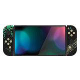 eXtremeRate Glow in Dark - Totem of Kingdom Black Full Set Shell for Nintendo Switch OLED, Replacement Console Back Plate & Kickstand, NS Joycon Handheld Controller Housing with Full Set Buttons for Nintendo Switch OLED - QNSOT004