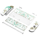 eXtremeRate Glow in Dark - Totem of Kingdom White Full Set Shell for Nintendo Switch OLED, Replacement Console Back Plate & Kickstand, NS Joycon Handheld Controller Housing with Full Set Buttons for Nintendo Switch OLED - QNSOT005