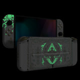 eXtremeRate Glow in Dark - Totem of Kingdom White Full Set Shell for Nintendo Switch OLED, Replacement Console Back Plate & Kickstand, NS Joycon Handheld Controller Housing with Full Set Buttons for Nintendo Switch OLED - QNSOT005