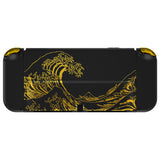eXtremeRate The Great GOLDEN Wave Off Kanagawa - Black Full Set Shell for Nintendo Switch OLED, Replacement Console Back Plate & Kickstand, NS Joycon Handheld Controller Housing with Full Set Buttons for Nintendo Switch OLED - QNSOT002