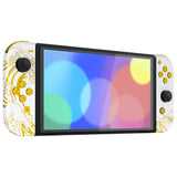 eXtremeRate The Great GOLDEN Wave Off Kanagawa - White Full Set Shell for Nintendo Switch OLED, Replacement Console Back Plate & Kickstand, NS Joycon Handheld Controller Housing with Full Set Buttons for Nintendo Switch OLED - QNSOT003