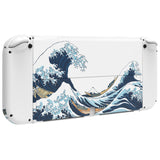 eXtremeRate The Great Wave Off Kanagawa Full Set Shell for Nintendo Switch OLED, Replacement Console Back Plate & Kickstand, NS Joycon Handheld Controller Housing with Full Set Buttons for Nintendo Switch OLED - QNSOT006
