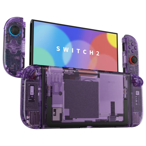 eXtremeRate D-Pad Version Replacement Full Set Shells with Buttons for Nintendo Switch 2 - Deluxe Version - Clear Atomic Purple - YAGNTM001