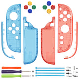 eXtremeRate DIY Replacement Full Set Shell Case with Buttons for Joycon 2 of Nintendo Switch 2 - Essence Version - Clear Blue & Orange - BSUNTM013