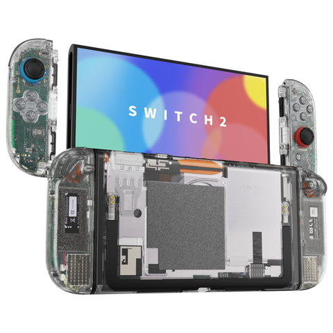 eXtremeRate DIY Replacement Full Set Shells with Buttons for Nintendo Switch 2 - Deluxe Version - Clear - QGRNTM006