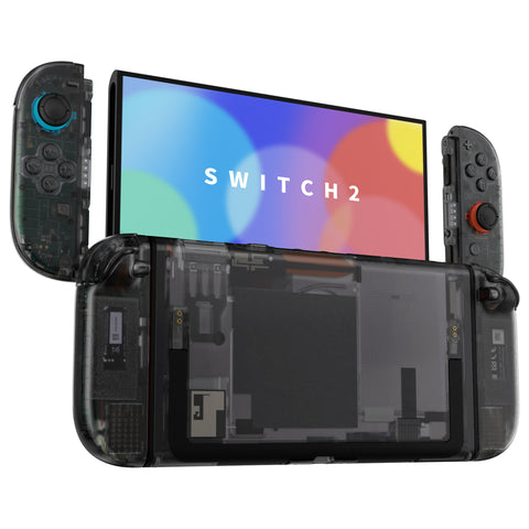 eXtremeRate DIY Replacement Full Set Shells with Buttons for Nintendo Switch 2 - Deluxe Version - Clear Slate Black - QGRNTM002