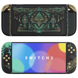 eXtremeRate DIY Replacement Full Set Shells with Buttons for Nintendo Switch 2 - Deluxe Version - Glow in Dark - Totem of Kingdom Black - QGRNTT002