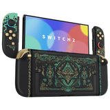 eXtremeRate DIY Replacement Full Set Shells with Buttons for Nintendo Switch 2 - Deluxe Version - Glow in Dark - Totem of Kingdom Black - QGRNTT002