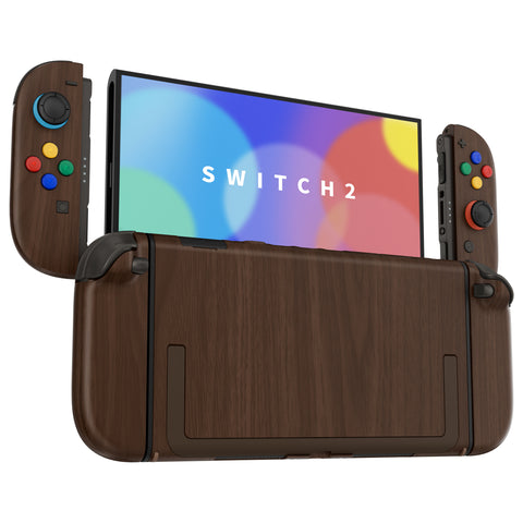 eXtremeRate DIY Replacement Full Set Shells with Buttons for Nintendo Switch 2 - Deluxe Version - Wood Grain - QGRNTS001