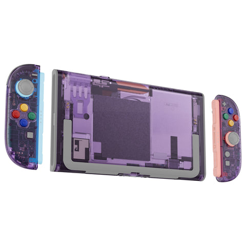 eXtremeRate DIY Replacement Full Set Shells with Buttons for Nintendo Switch 2 - Essence Version - Clear Atomic Purple - RHANTM001