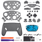 eXtremeRate DIY Replacement Full Set Shells with Buttons for Nintendo Switch 2 Pro Controller - Clear Slate Black - QGSPTM002