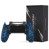 eXtremeRate Dawn Type-C Version Remap Kit for PS4 Controller JDM-040/050/055 with 6 Customizable Mapping Profiles, Textured Blue Redesigned Back Shell and 4 Back Buttons - RYKP4P005