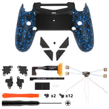 eXtremeRate Dawn Type-C Version Remap Kit for PS4 Controller JDM-040/050/055 with 6 Customizable Mapping Profiles, Textured Blue Redesigned Back Shell and 4 Back Buttons - RYKP4P005