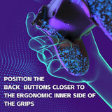 eXtremeRate Dawn Type-C Version Remap Kit for PS4 Controller JDM-040/050/055 with 6 Customizable Mapping Profiles, Textured Blue Redesigned Back Shell and 4 Back Buttons - RYKP4P005