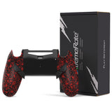 eXtremeRate Dawn Type-C Version Remap Kit for PS4 Controller JDM-040/050/055 with 6 Customizable Mapping Profiles, Textured Red Redesigned Back Shell and 4 Back Buttons - RYKP4P004