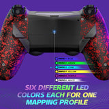 eXtremeRate Dawn Type-C Version Remap Kit for PS4 Controller JDM-040/050/055 with 6 Customizable Mapping Profiles, Textured Red Redesigned Back Shell and 4 Back Buttons - RYKP4P004