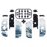 eXtremeRate The Great Wave Soft Touch Joycon Handheld Controller Housing (D-Pad Version) with Full Set Buttons, DIY Replacement Shell Case for NS Switch JoyCon & OLED JoyCon - Console Shell NOT Included - JZT103