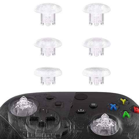 eXtremeRate EDGE Sticks Interchangeable Thumbsticks for Xbox Core Controller, Clear Swappable Analog Stick Joystick for Xbox One S/X, Xbox Elite V1 Controller, for Nintendo Switch Pro Controller - AGLX3M006