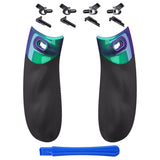 eXtremeRate FLEXOR Rubberized Side Rails Grips Trigger Stop Kit for Xbox Series X/S Controller & Xbox Core Controller - Diamond Textured Chameleon Green Purple - PX3Q3007