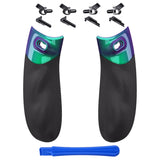 eXtremeRate FLEXOR Rubberized Side Rails Grips Trigger Stop Kit for Xbox Series X/S Controller, Ergonomic Trigger Stopper Handle Grips for Xbox Core Controller – Diamond Textured Chameleon Green Purple - PX3Q3007