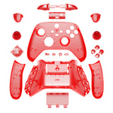 eXtremeRate Transparent Red Controller Full Set Housing Shell Case w/ Buttons for Xbox Series X/S, Custom Replacement Side Rails Front Back Plate Cover for Xbox Series S & Xbox Series X Controller - QX3M502