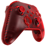 eXtremeRate Transparent Red Controller Full Set Housing Shell Case w/ Buttons for Xbox Series X/S, Custom Replacement Side Rails Front Back Plate Cover for Xbox Series S & Xbox Series X Controller - QX3M502