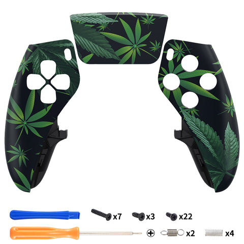 eXtremeRate Green Weeds Left Right Front Housing Shell with Touchpad Compatible with ps5 Edge Controller, DIY Replacement Faceplate Shell Custom Touch Pad Cover Compatible with ps5 Edge Controller - MLREGT007