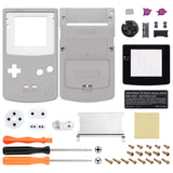 eXtremeRate IPS Ready Upgraded Classic Gray GBC Replacement Shell Full Housing Cover w/ Buttons for Gameboy Color – Fit for GBC OSD IPS & Regular IPS & Standard LCD – Console & IPS Screen NOT Included - QCBP3016