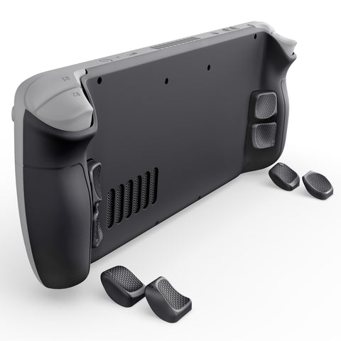 eXtremeRate Interchangeable Back Buttons Bottom Shell for Steam Deck LCD & OLED - with 2 Height Adjustable Buttons - Black - GVSSDM002