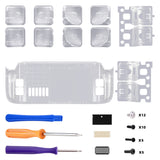 eXtremeRate Interchangeable Back Buttons Bottom Shell for Steam Deck LCD & OLED - with 2 Height Adjustable Buttons - Clear - GVSSDM003