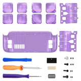 eXtremeRate Interchangeable Back Buttons Bottom Shell for Steam Deck LCD & OLED - with 2 Height Adjustable Buttons - Clear Atomic Purple - GVSSDM005