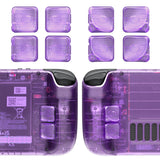 eXtremeRate Interchangeable Back Buttons Bottom Shell for Steam Deck LCD & OLED - with 2 Height Adjustable Buttons - Clear Atomic Purple - GVSSDM005