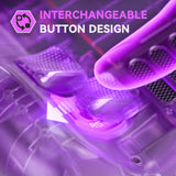 eXtremeRate Interchangeable Back Buttons Bottom Shell for Steam Deck LCD & OLED - with 2 Height Adjustable Buttons - Clear Atomic Purple - GVSSDM005