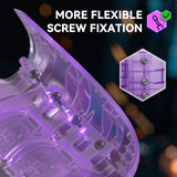 eXtremeRate Interchangeable Back Buttons Bottom Shell for Steam Deck LCD & OLED - with 2 Height Adjustable Buttons - Clear Atomic Purple - GVSSDM005