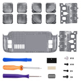 eXtremeRate Interchangeable Back Buttons Bottom Shell for Steam Deck LCD & OLED - with 2 Height Adjustable Buttons - Clear Slate Black - GVSSDM004