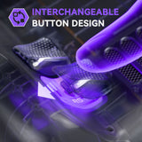 eXtremeRate Interchangeable Back Buttons Bottom Shell for Steam Deck LCD & OLED - with 2 Height Adjustable Buttons - Clear Slate Black - GVSSDM004