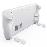 eXtremeRate Interchangeable Back Buttons Bottom Shell for Steam Deck LCD & OLED - with 2 Height Adjustable Buttons - Frosted White - GVSSDM001