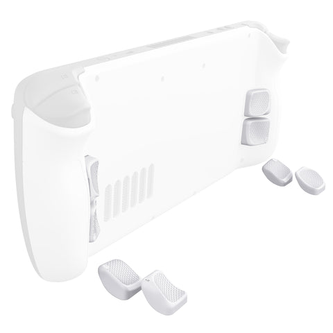 eXtremeRate Interchangeable Back Buttons Bottom Shell for Steam Deck LCD & OLED - with 2 Height Adjustable Buttons - Frosted White - GVSSDM001