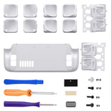 eXtremeRate Interchangeable Back Buttons Bottom Shell for Steam Deck LCD & OLED - with 2 Height Adjustable Buttons - Frosted White - GVSSDM001